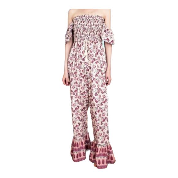 Band of Gypsies Pants - Band of Gypsies Collective Women's Size Medium Jumpsuit Romper Cream Floral NWT
